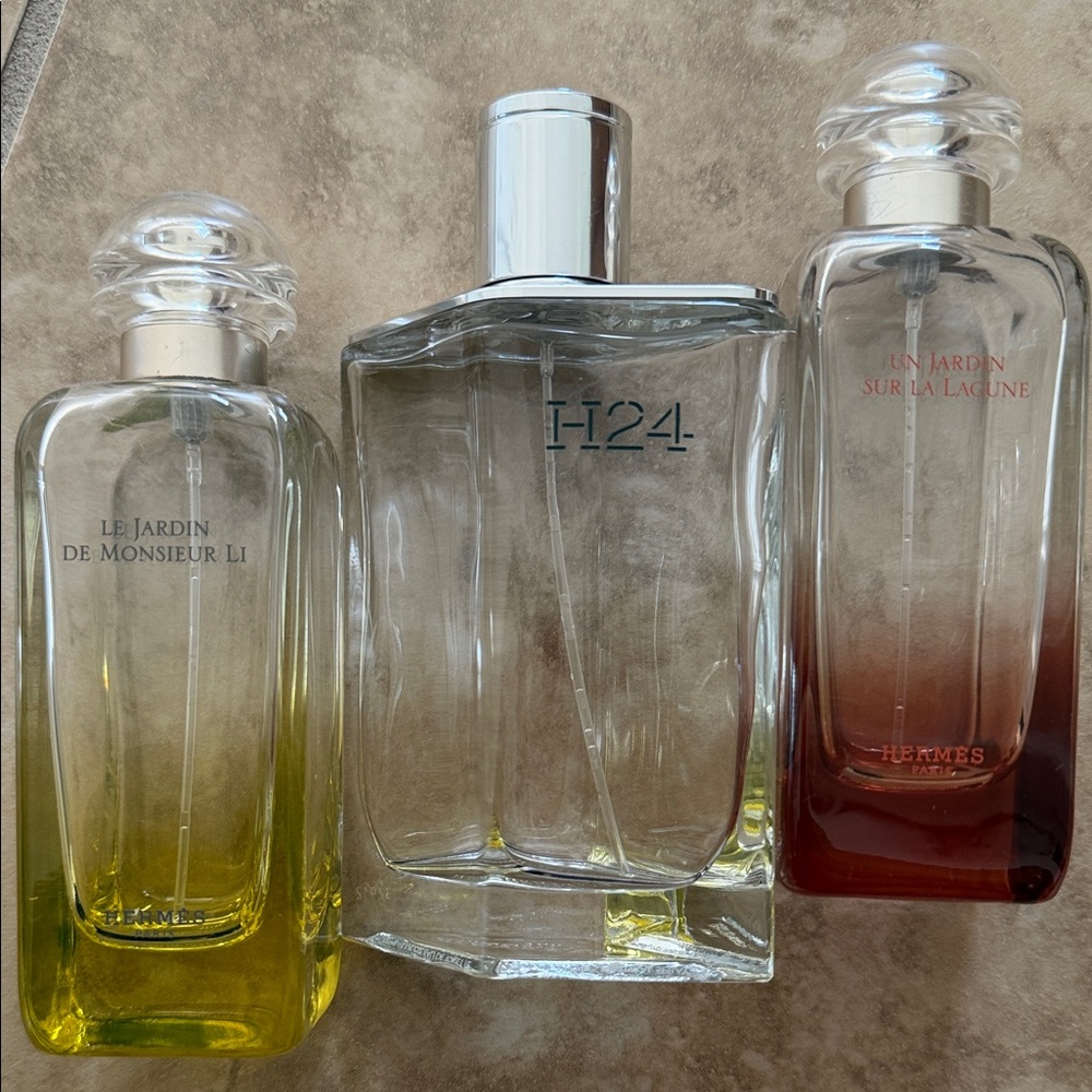 H24 & Le Jardin Bath & Body Set — Clear & Yellow/Red Bottles